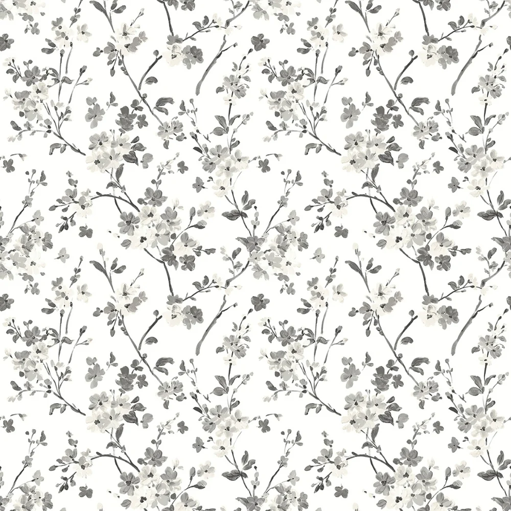 Wallpaper Glinda Black Floral Trail